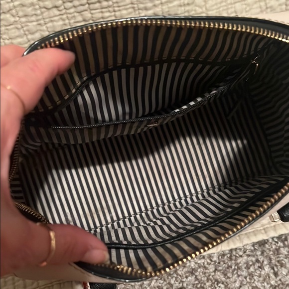 Kate Spade Black and Cream Satchel with Structured Design